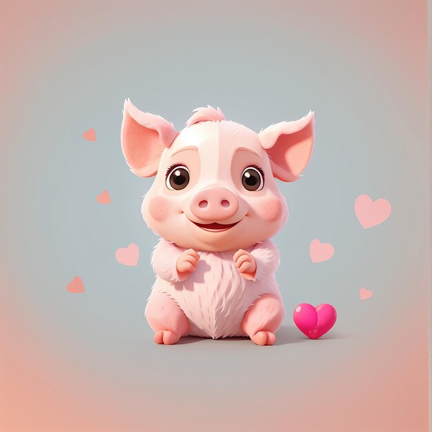 Foto cute pig with korean love sign hand cartoon icon vector ilustração animal nature icon concept isolado premium vector flat cartoon estilo