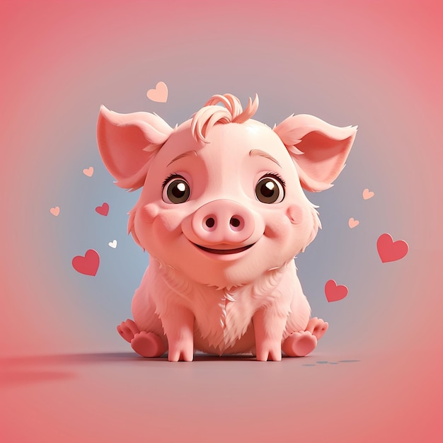 Cute porco amor coração sinal de desenho animado ícone vetorial ilustração animal ícone de férias conceito isolado plano
