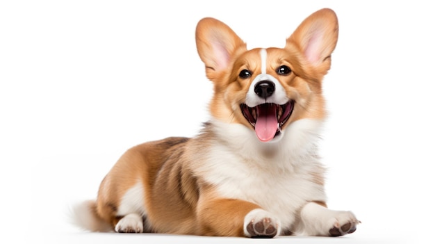 Cute Puppy Corgi Pembroke sobre un fondo blanco Creado con tecnología Generative AI