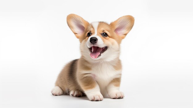 Cute Puppy Corgi Pembroke sobre un fondo blanco Creado con tecnología Generative AI