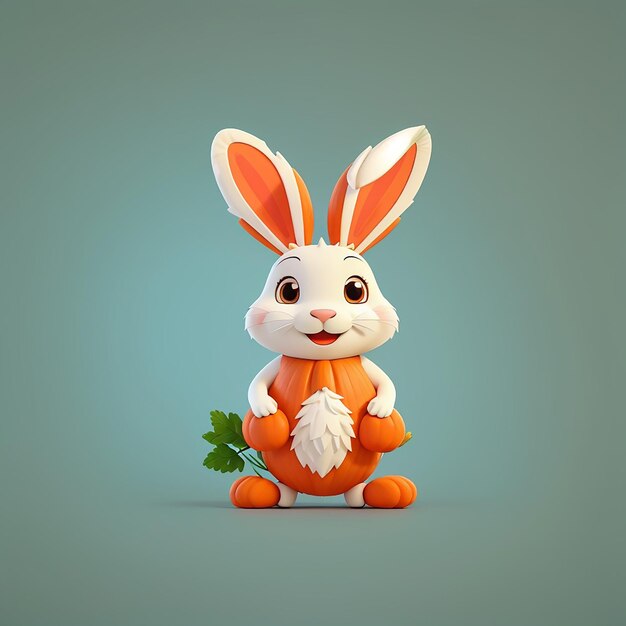 Foto cute rabbit hug carrot vector cartoon icon ilustração animal nature icon concept isolado premium vector flat cartoon estilo