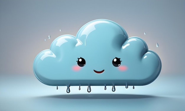 Foto cute rainy cloud 3d art animated digital background weather design gráfico generado por la ia