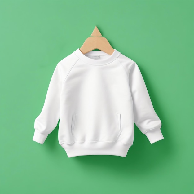 Cute Realistic Front Blank White Baby Sweatshirt Ropa Ropa Mockup TemplateKid Child Cotton Infant Garment Fashion Sweatshirt Fabric Diseño de la marca del producto