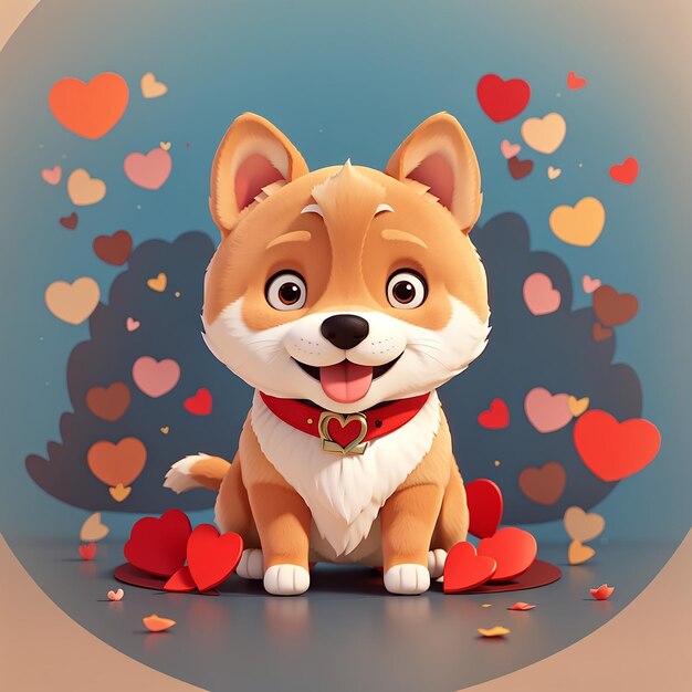 Cute shiba inu cão se apaixonar desenho animado ícone vetorial ilustração animal ícone de amor conceito isolado