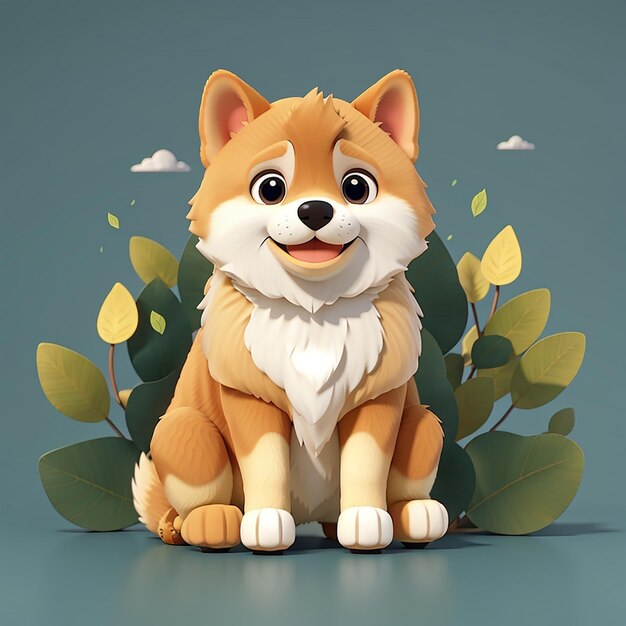 Cute shiba inu cão sentado desenho animado ícone vetorial ilustração animal natureza ícone conceito isolado