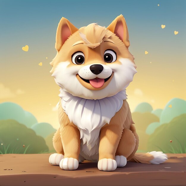 Foto cute shiba inu dog holding chubby cheek cartoon vector icon ilustração animal nature icon concept isolado premium vector flat cartoon estilo