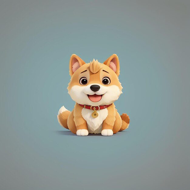 Foto cute shiba inu dog holding chubby cheek cartoon vector icon ilustração animal nature icon concept isolado premium vector flat cartoon estilo