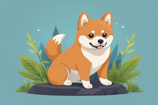 Foto cute shiba inu dog sitting ilustração vetorial de desenho animado