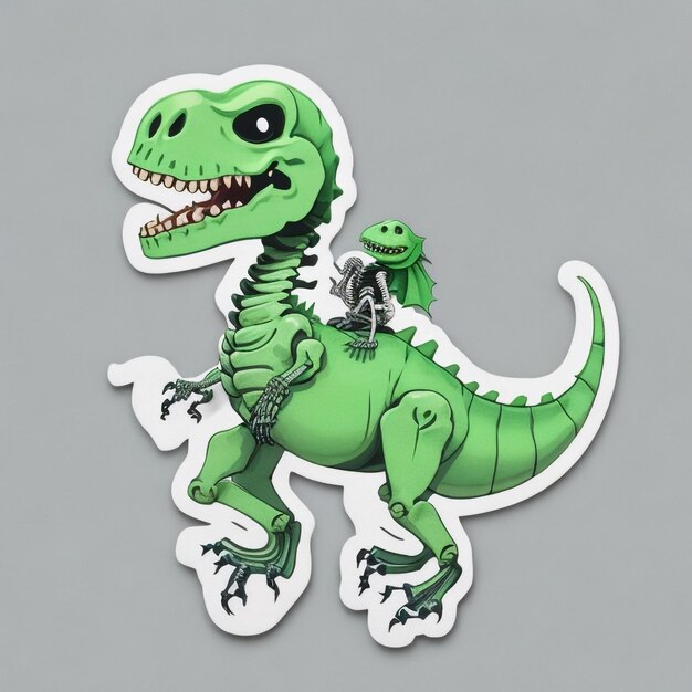 cute_Skeleton_Riding_green_Dinosau