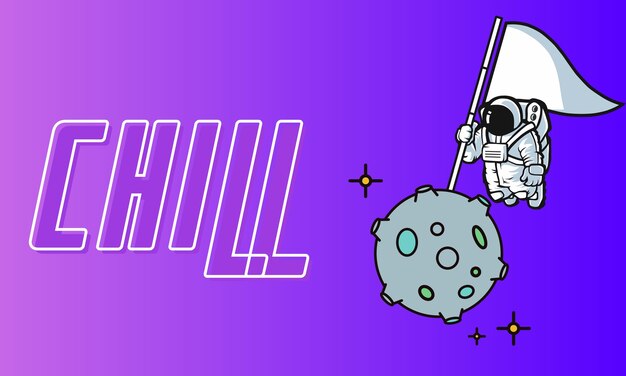 Cute Spaceman Chill On The Moon Diseño abstracto Diseño premium JPG