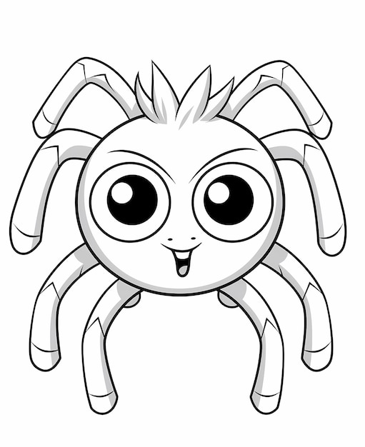 Foto cute spider halloween adventure crisp coloração livro página com contornos grossos