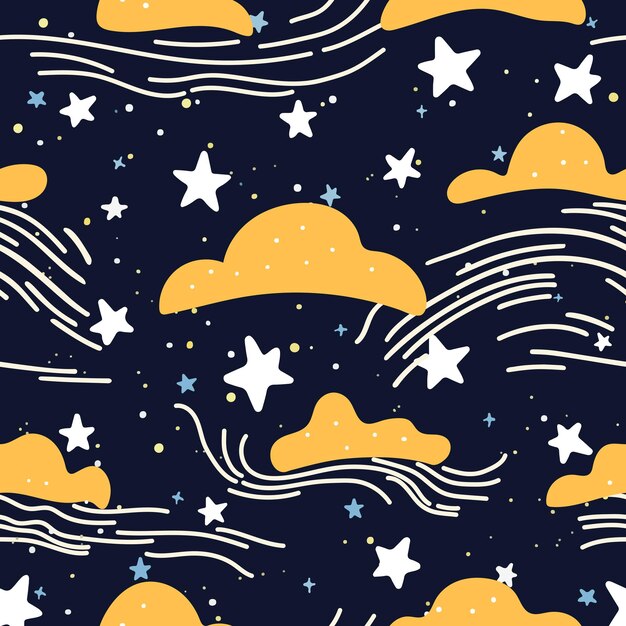 Foto cute starry night seamless pattern em estilo doodle scribble