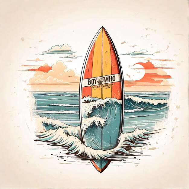 Foto cute surfing clip art ai generado por