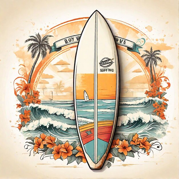 Cute Surfing Clip Art ai generado por