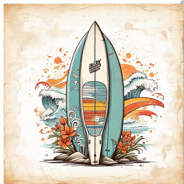 Cute Surfing Clip Art ai generado por