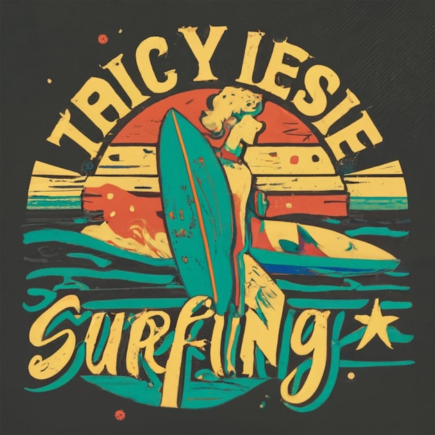 Cute Surfing Clip Art ai generiert