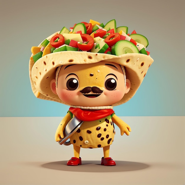 Foto cute taco and burrito food vector cartoon icon ilustração fast food personagem icon conceito isolado premium vector flat cartoon estilo