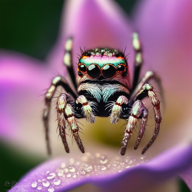 Cute Tiny Jumping Spider Makrofotografie Chiaroscuro Comic StyleEtherische Makrofotographie