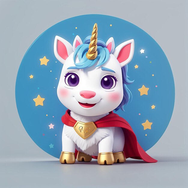 Cute Unicorn Super Hero Cartoon Vector Icon Illustration Animal Holiday Icon Konzept Isolierter Premium Vector Flach Cartoon-Stil