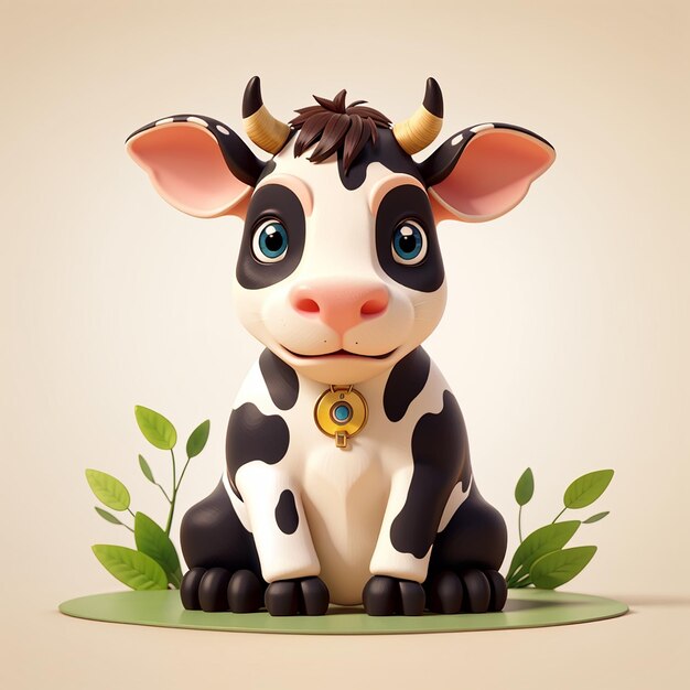 Cute vaca sentada ilustração de ícone vetorial de desenho animado ícone de natureza animal conceito de apartamento premium isolado