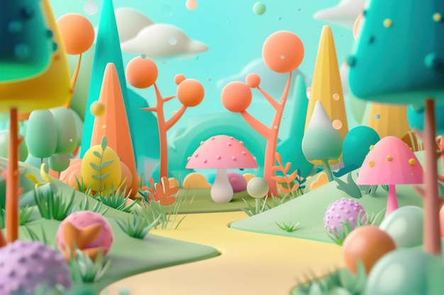 Cute Wald-Hintergrund Cartoon-Kreativität Pilz