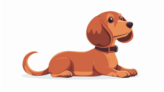 Cute Welpe der Dachshund-Rasse mit Halsband Lustige Wursthund Lange kurze Hunde-Begleiterwelpe Liebliches süßes schönes Hundetier Moderne flache Illustration auf Weiß