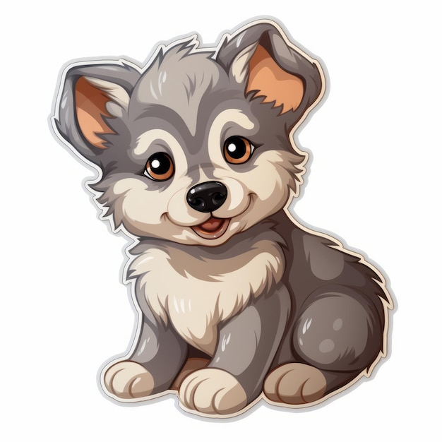 Cute Wolf Cub Sticker entzückende Vektorillustration