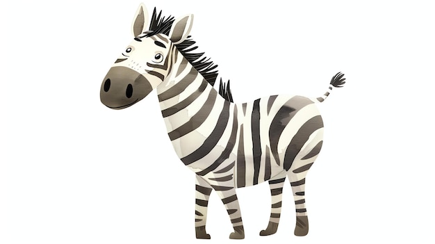 Cute zebra de desenho animado Esta zebra tem um casaco listrado preto e branco uma cauda longa e uma expressão amigável em seu rosto