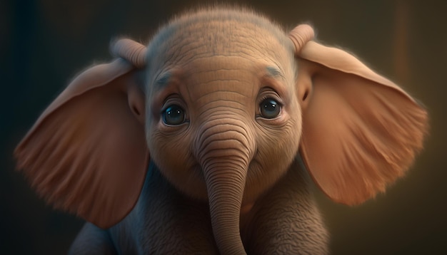 Cutie Baby Elephant animierte Zeichnung Ai generierte Kunst