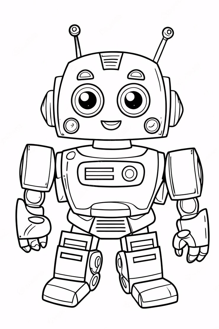 Foto cutie kids robot transformer line art dibujado a mano kawaii ilustración de libros para colorear para niños