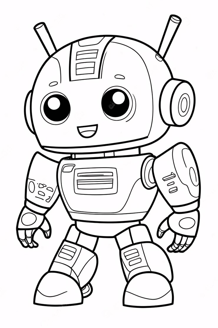 Foto cutie kids robot transformer line art dibujado a mano kawaii ilustración de libros para colorear para niños