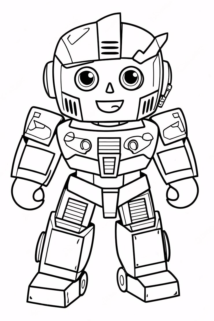 Foto cutie kids robot transformer line art dibujado a mano kawaii ilustración de libros para colorear para niños