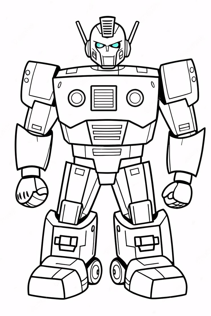 Foto cutie kids robot transformer line art dibujado a mano kawaii ilustración de libros para colorear para niños