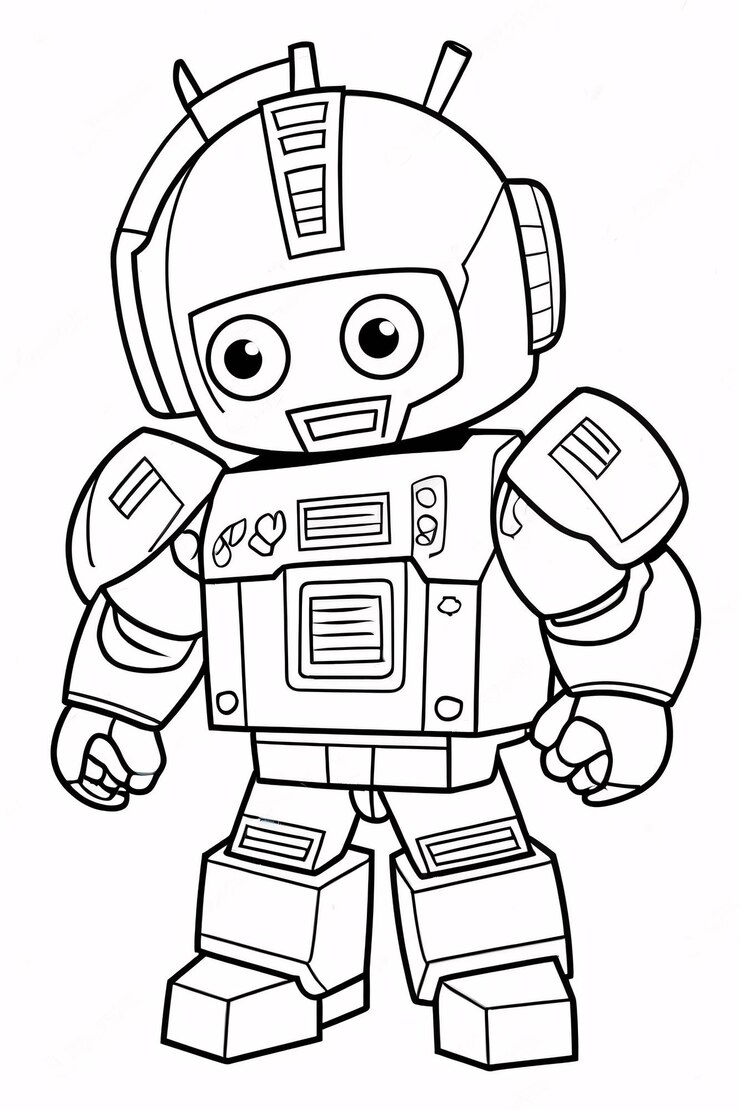 Foto cutie kids robot transformer line art dibujado a mano kawaii ilustración de libros para colorear para niños