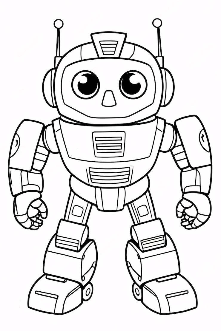 Foto cutie kids robot transformer line art dibujado a mano kawaii ilustración de libros para colorear para niños