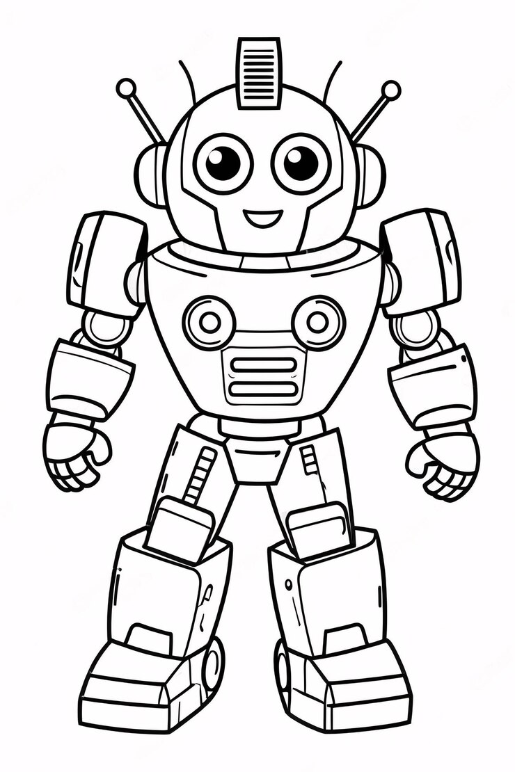Foto cutie kids robot transformer line art dibujado a mano kawaii ilustración de libros para colorear para niños