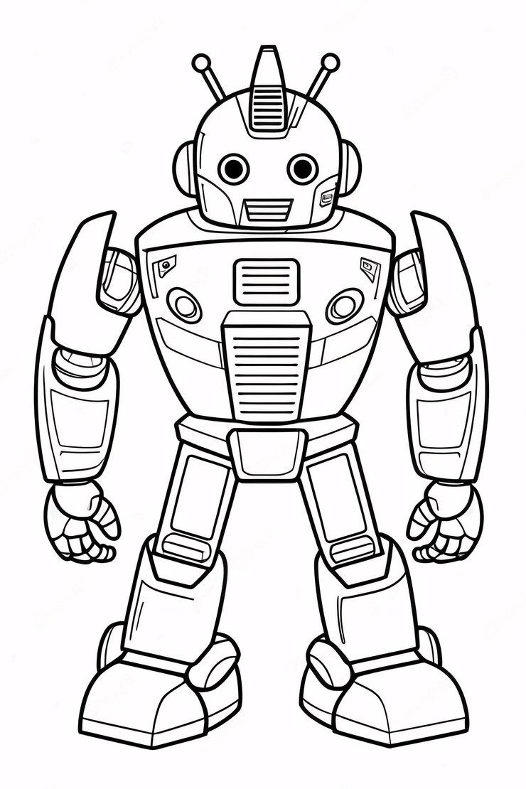 Foto cutie kids robot transformer line art dibujado a mano kawaii ilustración de libros para colorear para niños