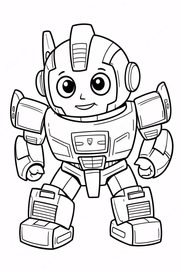 Foto cutie kids robot transformer line art dibujado a mano kawaii ilustración de libros para colorear para niños