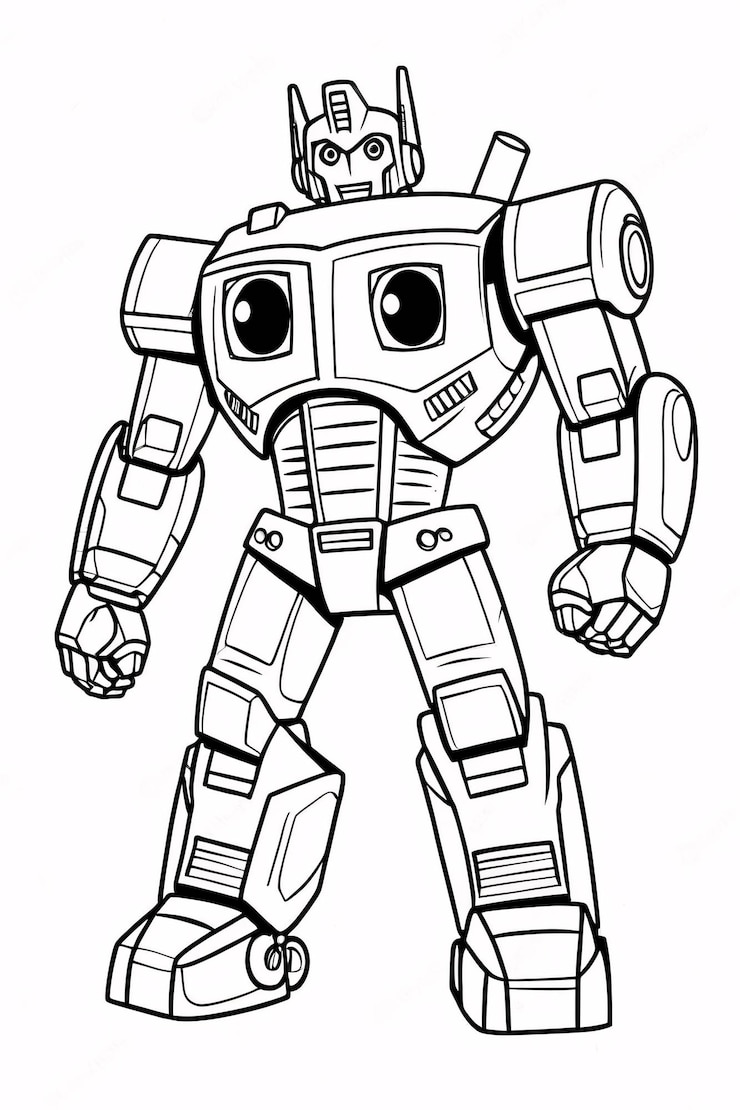 Foto cutie kids robot transformer line art dibujado a mano kawaii ilustración de libros para colorear para niños