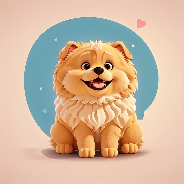 Foto cutio chow chow perro sentado con amor habla burbuja icono de dibujos animados vectorial ilustración icono de amor animal concepto aislado estilo de dibujo animado plano vectorial premium