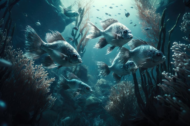 Cutlassfish Peixe Underwater Exuberante Natureza por Generative AI