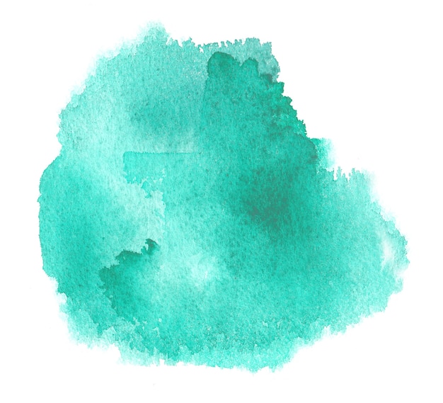 Cyan Aquarell Textur Fleck mit Aquarelle Spritzer, Pinselstriche