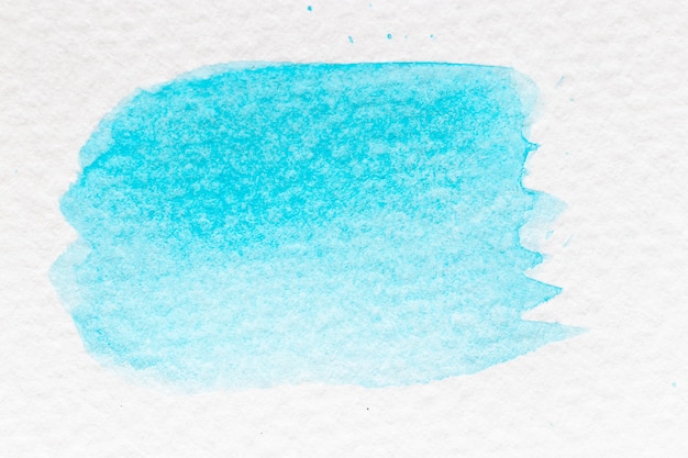 Cyan-blaues oder hellblaues Farbaquarell, das als Bürste oder Fahne auf Weißbuchhintergrund handdrawing ist