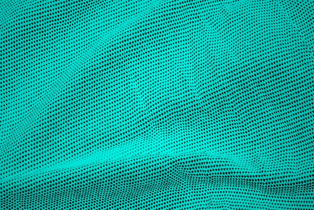 Cyan Farbe Leinen Stoff Textur Nahaufnahme mit Wellen für den Hintergrund