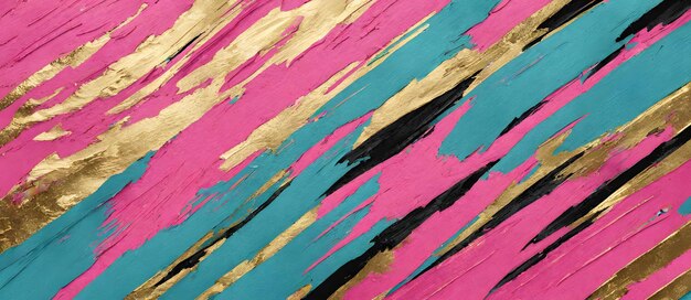 Cyan Pink Gold pintadas listras pintura a pincel fundo colorido arte digital arte de design de cartão