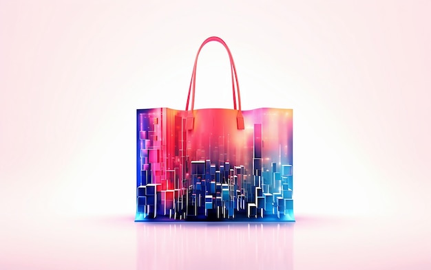 Cyber Monday 3D Glitch Bag auf weißem Hintergrund