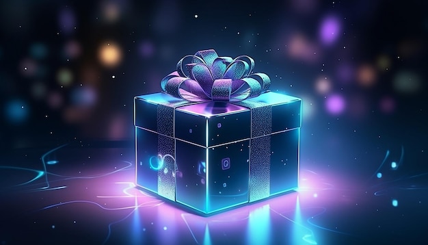 Cyber Monday caja de regalo ilustración 3d estilo futurista estilo computadora informática