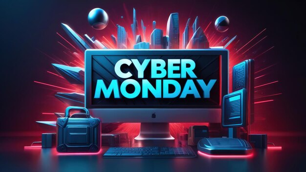 El Cyber Monday es un concepto de moda de banner de ventas para compras en línea.