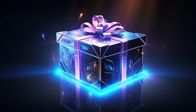 Cyber Monday-Geschenkbox, 3D-Illustration, futuristischer Stil, Computer-Stil, Informatik