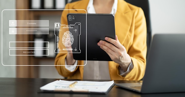 Cyber Security Login Datenschutzkonzept Scannen und Authentifizierung von Fingerabdrücken